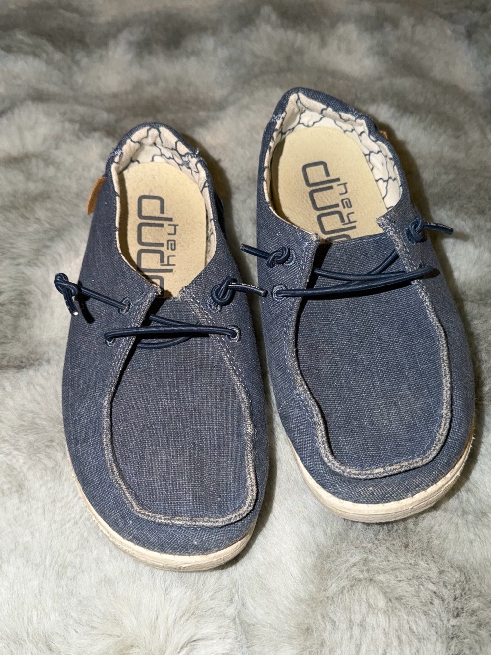 Hey Dude Wendy Sparking Denim Slip on Boat Shoes Kids Girl Size 12